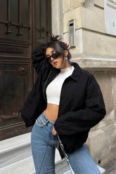 Zip Up Stand Collar Sweatshirt Jacket