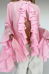 Chiffon Flare Sleeve Blouse