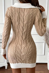 Colorblock Peter Pan Collar Sweater Dress