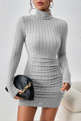 High Neck Slim Fit Knit Sweater Dress