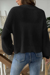 Short Floral Knit Long Sleeve Cardigan