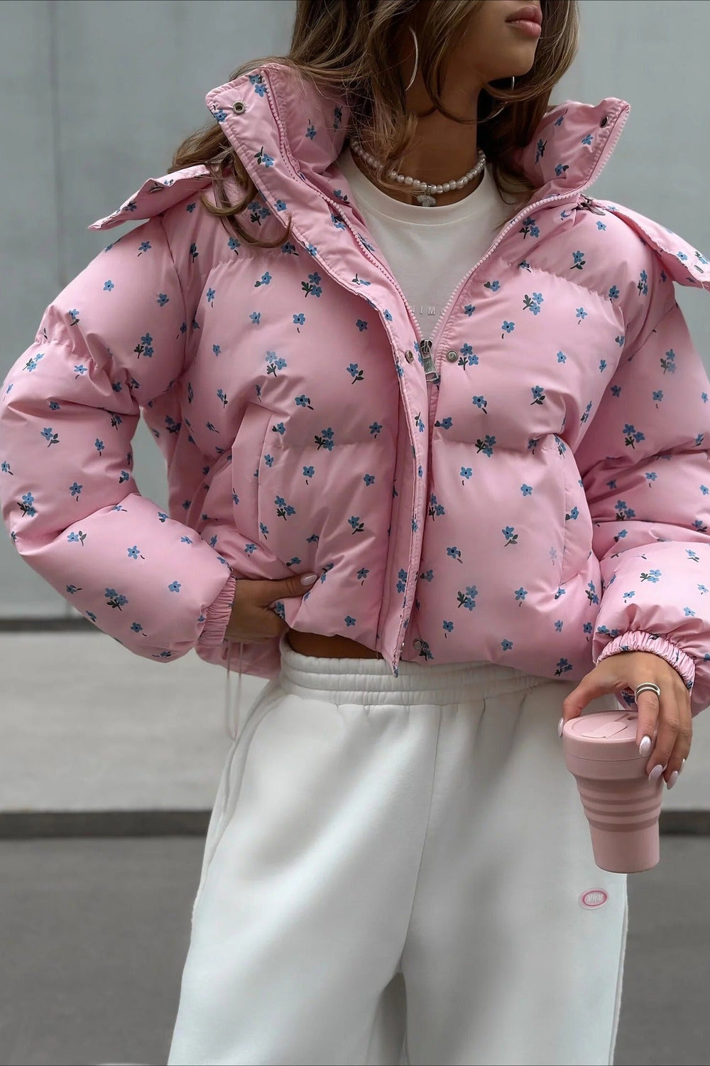 Chic Printed Puffy Puffer Jacket