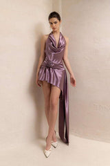 Elegant Cowl Neck Halter Cocktail Dress