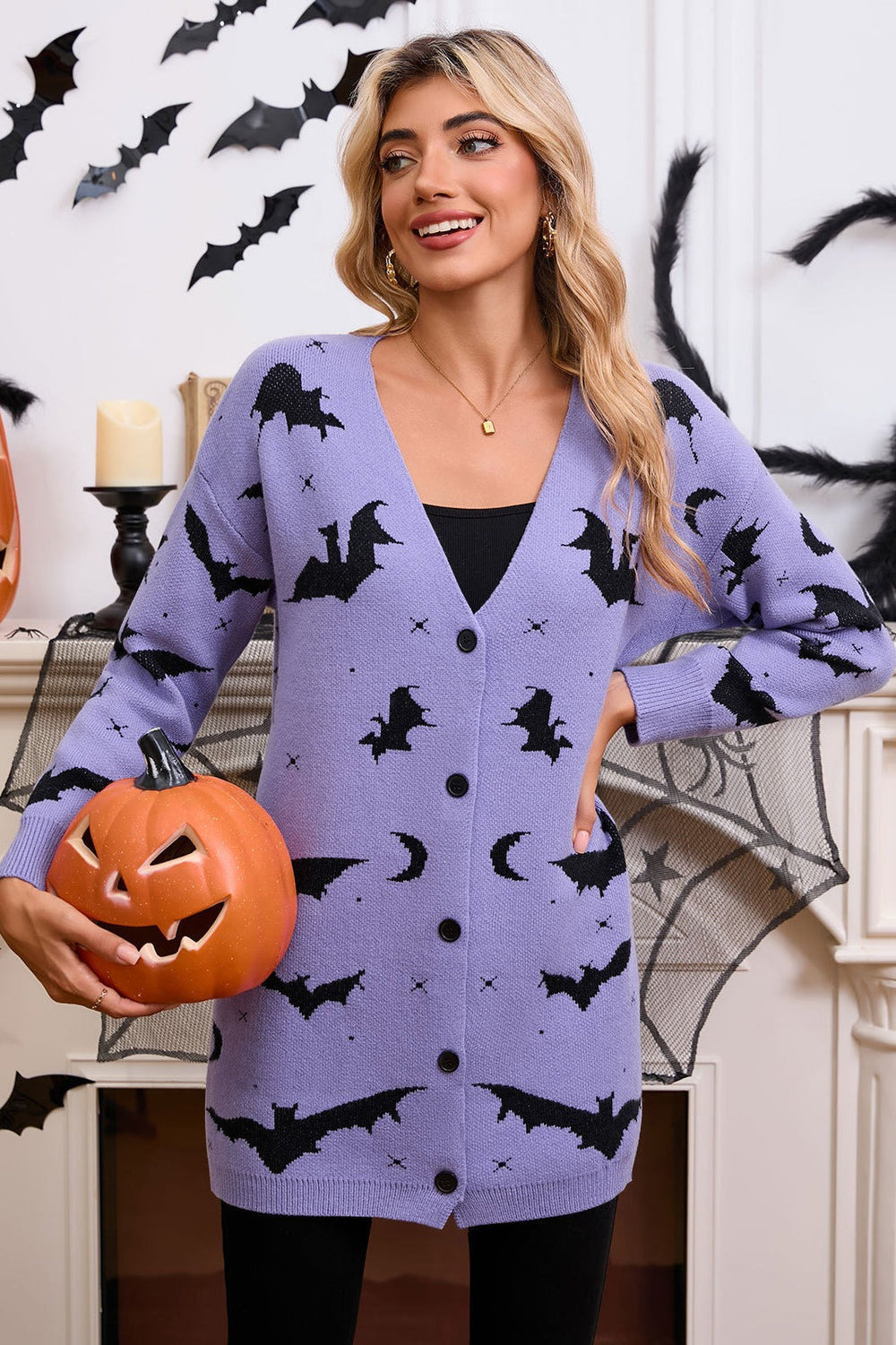 Halloween Bat Jacquard Knit Sweater