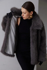 Solid Faux Fur Winter Coat coats