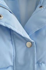 Solid Color Lapel Collar Cropped Puffer Jacket