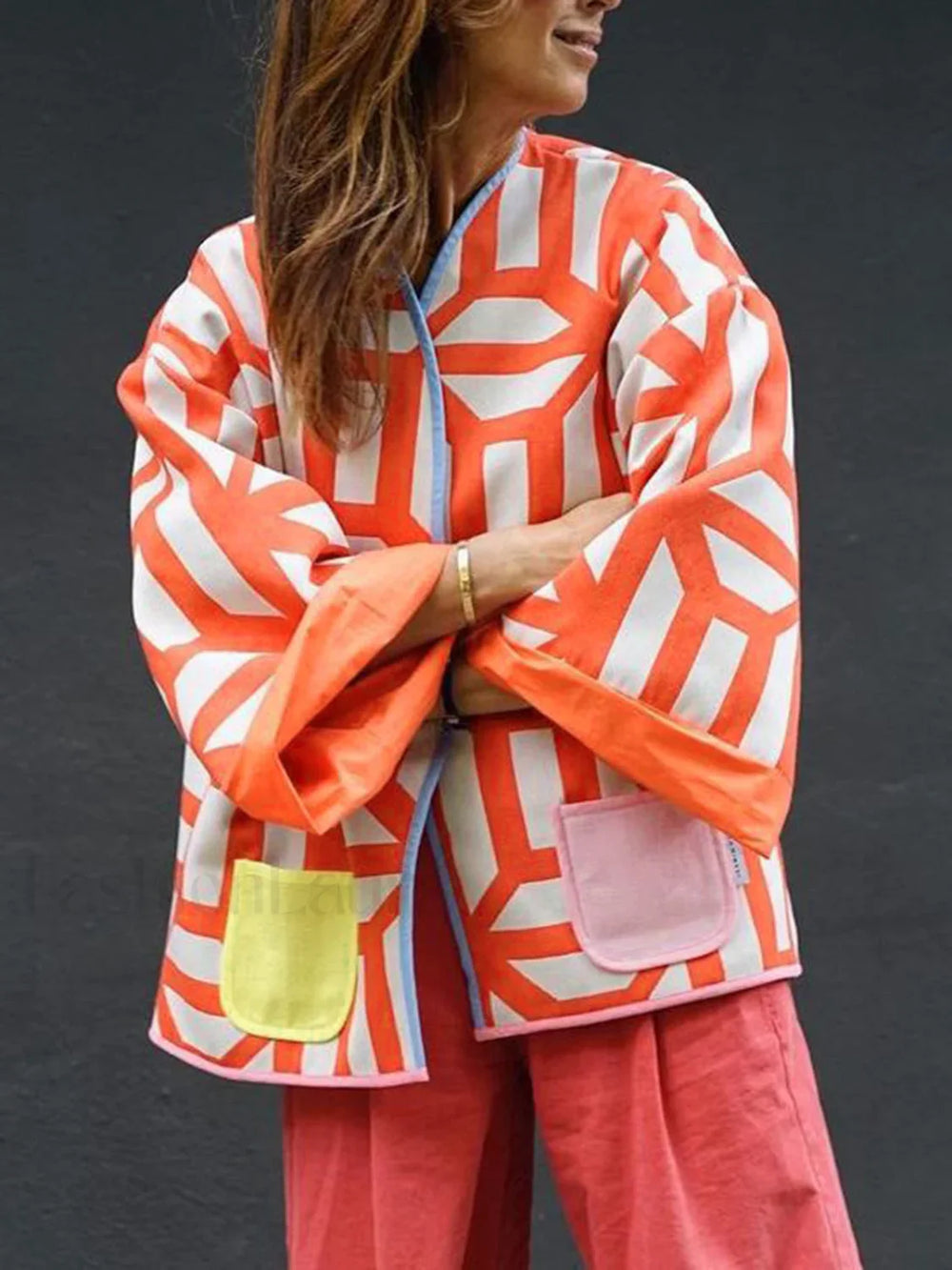 Fantasy World Double Trendy Sided Patchwork Coat Orange / XS Winter Coats