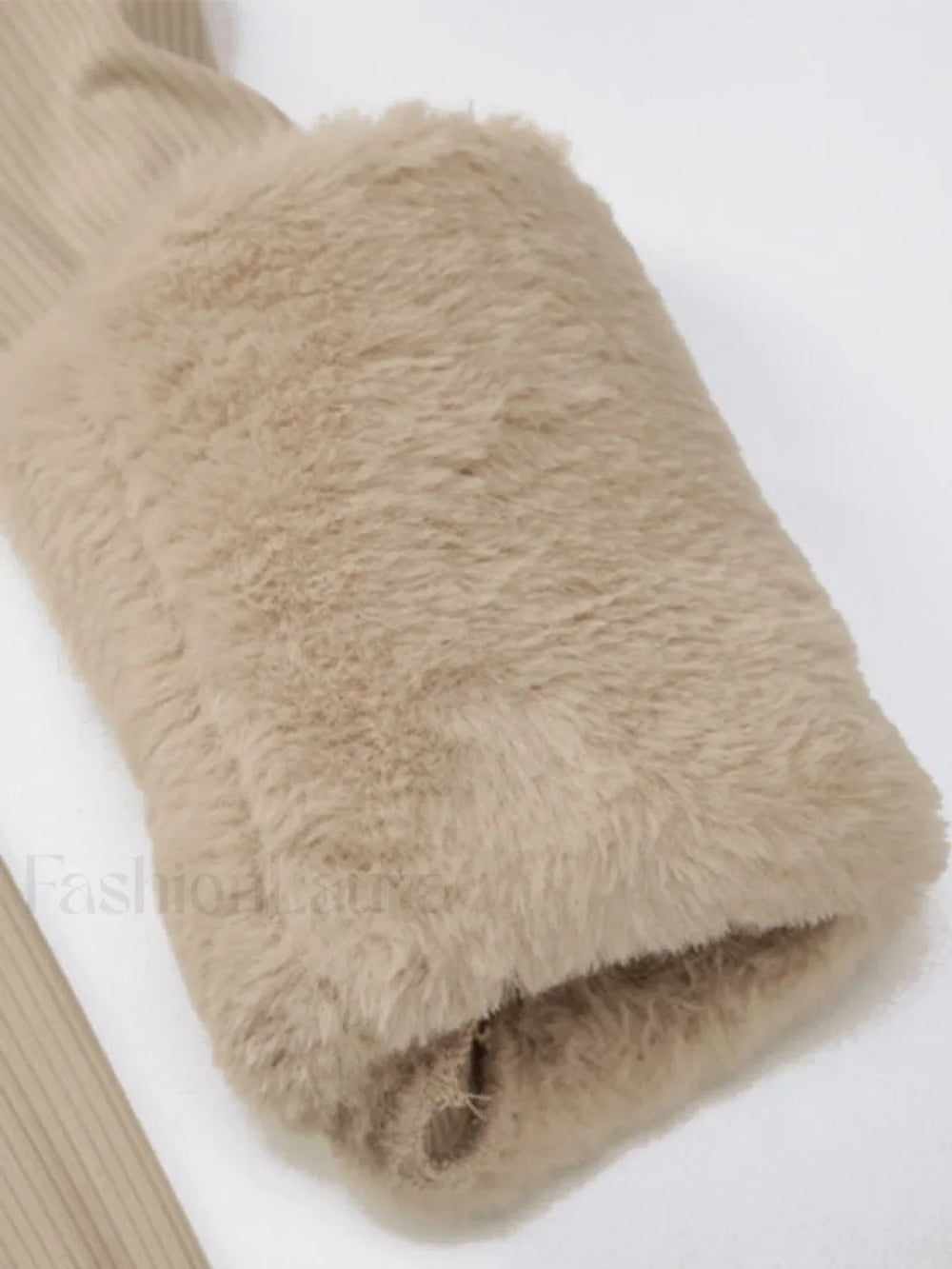 Faux Fur Trim Ribbed Long Sleeve Mini Dress Mini Dresses