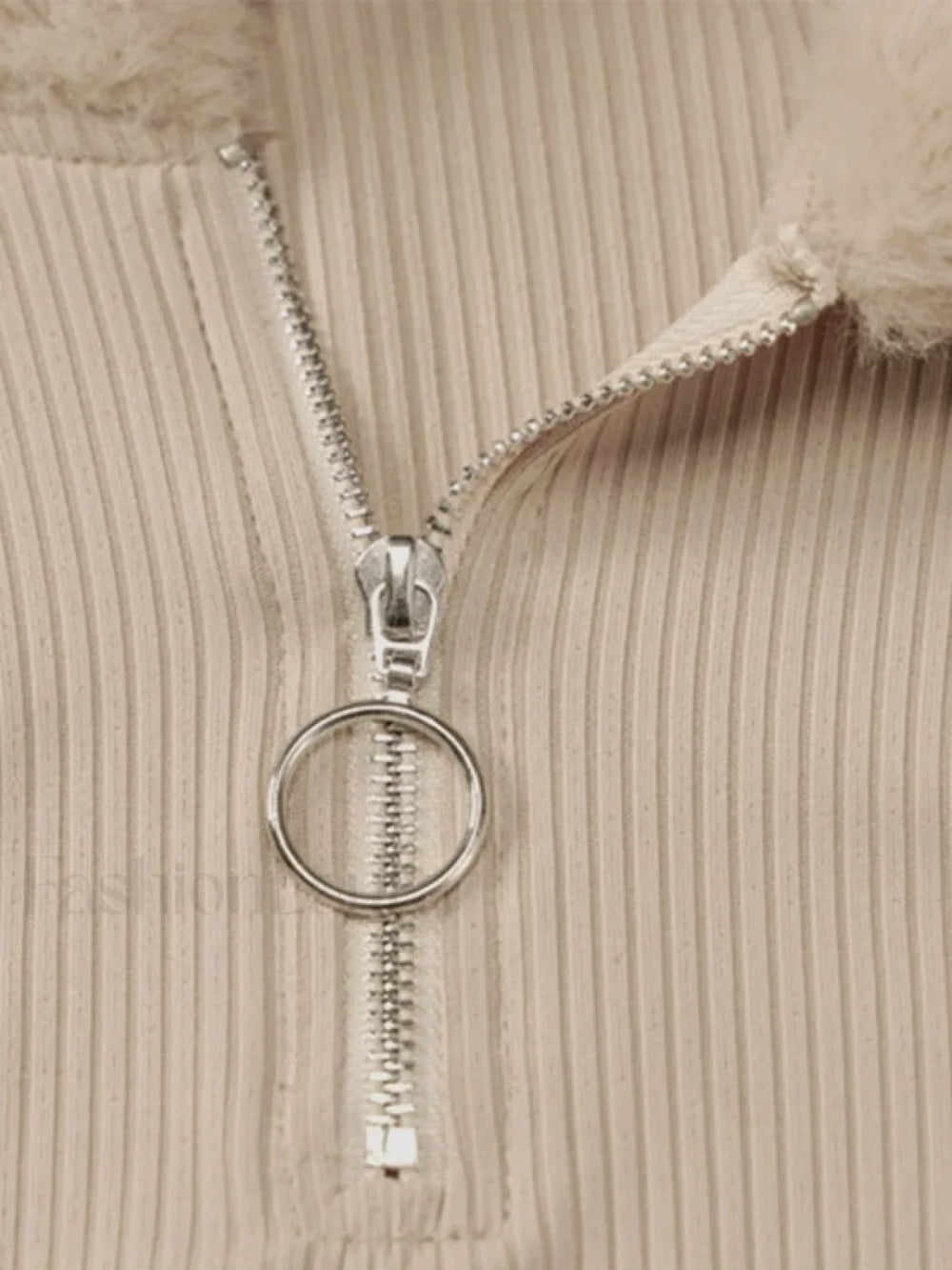 Faux Fur Trim Ribbed Long Sleeve Mini Dress Mini Dresses