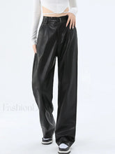 Faux Leather Graceful Straight Leg Pants Black / XS Pants