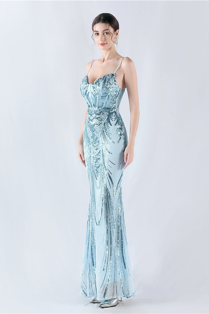 Boned Sequin Embroidered Formal Dress