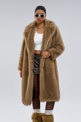 Shawl Collar Faux Fur Overcoat
