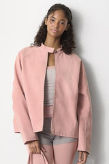 Stand Collar Suede Minimalist Jacket