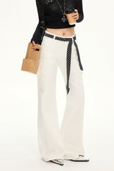 Stretch Slim Fit White Cargo Jeans White / XS