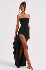 Strapless High Slit Maxi Party Dress