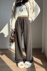 Plush Wool Draped Wide Leg Knit Pants