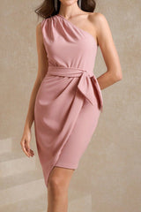 Satin Pink Bodycon Party Dress