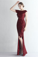 Glitter High Neck Mermaid Slit Formal Dress