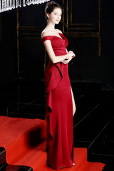 Slit Off Shoulder Mermaid Maxi Party Dress