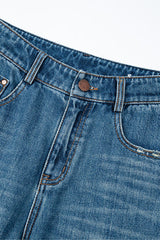 High Waist Wide Leg Cotton Jeans