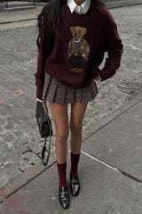 Bear Embroidery Oversized Sweater