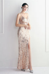 Intricate Beadwork Figure Hugging Gown Formal Dress