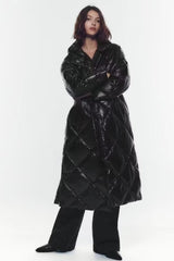 Padded Longline Hooded Puffer Coat Black / XS coats