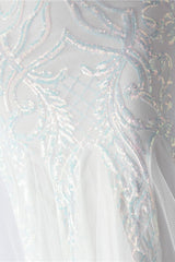 Beaded Mesh Cocktail Maxi Dress