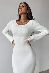 Solid Slim Convertible Backless Sweater Dress