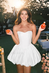 Fishbone Tube Top Fluffy Mini Dress White / S