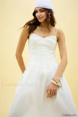 Fishbone Tube Top Sleeveless Waist Flared Maxi Dress