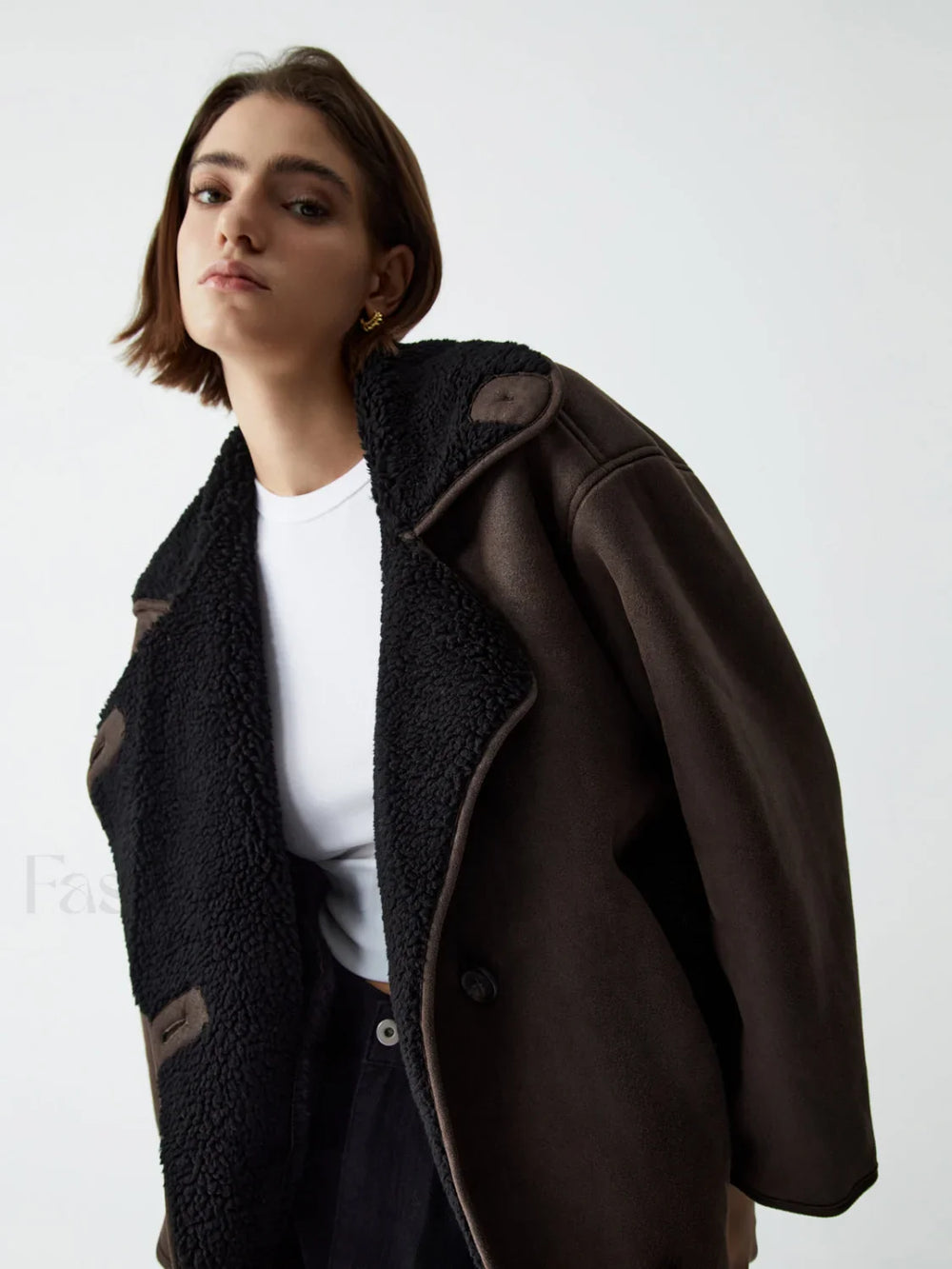 Fleece Lined Shearling Trendy Leather Flight Jacket Fleece Jackets