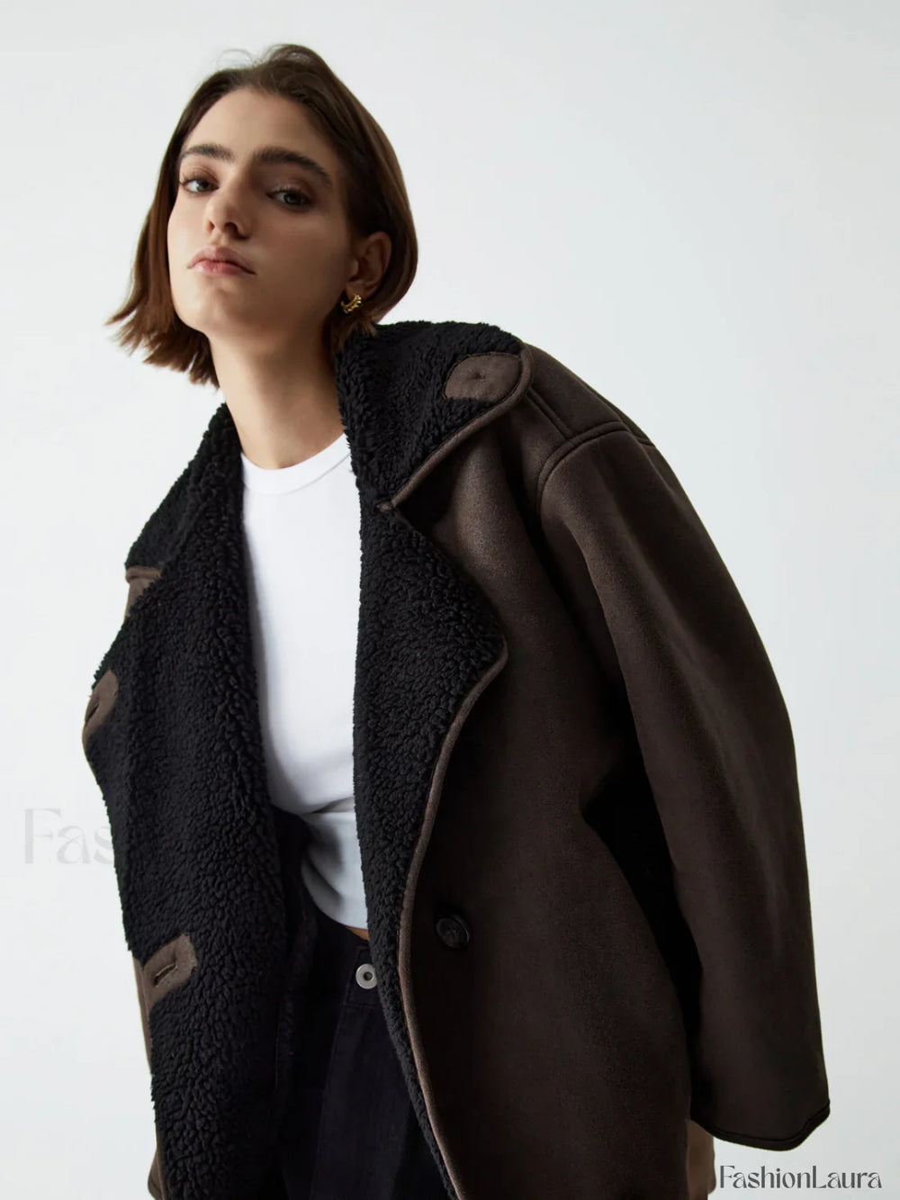 Fleece Lined Shearling Trendy Leather Flight Jacket Fleece Jackets