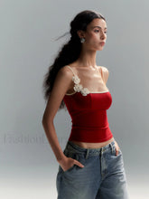 Floral Contrast Trim Bodycon Cami Top Red / XS Tank Tops & Camis