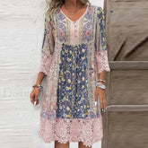 Floral Hooded A Line Boho Dress
