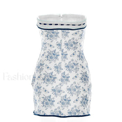 Floral Lace Trim Tie Front Strapless Mini Dress Blue Strapless Dresses