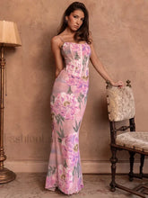 Floral Pink Spaghetti Strap Maxi Dress pink / XS
