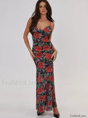 Floral Print Graceful Cami Long Dress Dresses