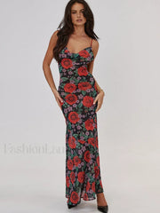 Floral Print Graceful Cami Long Dress Dresses