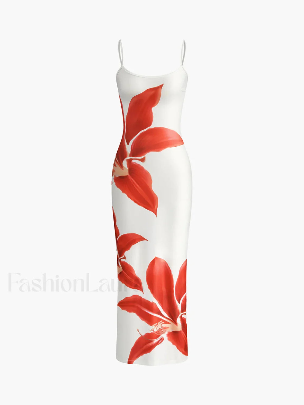 Floral Print Sleeveless Split Long Dress White / XS Dresses