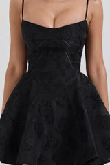 Floral Printed Backless U Neck Strappy A Line Mini Dress