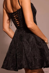 Floral Printed Backless U Neck Strappy A Line Mini Dress