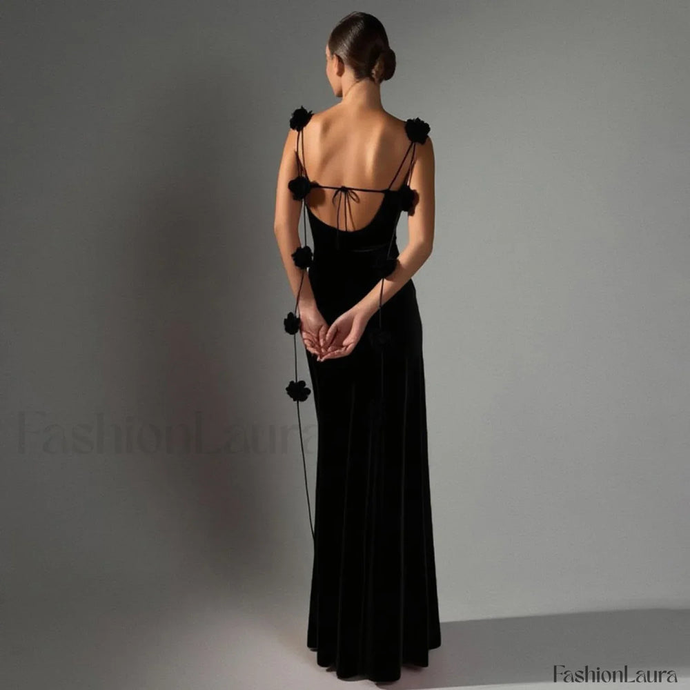 Floral Strappy Backless Slim Fit Hip Wrap Maxi Dress