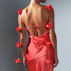 Floral Strappy Backless Slim Fit Hip Wrap Maxi Dress