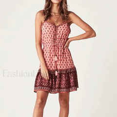 Floral Strappy Mini Boho Dress