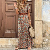 Floral Y2K Maxi Boho Dress brown / S