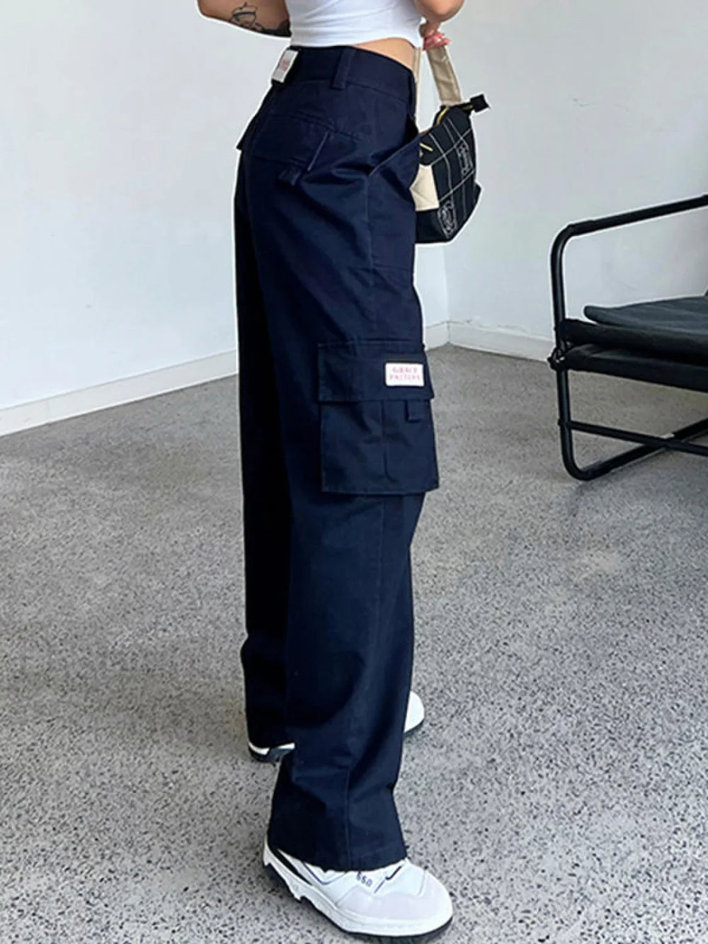 Fold Over Waist Y2K Straight Leg Pants Straight Leg Pants