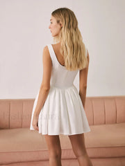 French Elegant Graceful Solid Short Dress Dresses
