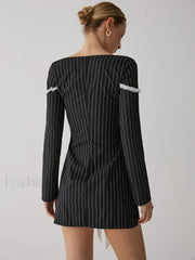 French Square Graceful Neck Short Dress Dresses