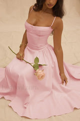 French Vintage Strap Midi Dress